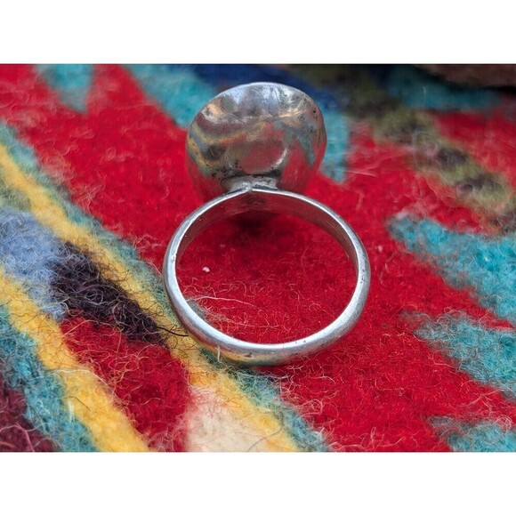 Vintage Taxco Silver Ring, Turquoise Blue Sterling Ring, Southwestern Jewelry - Picture 7 of 10